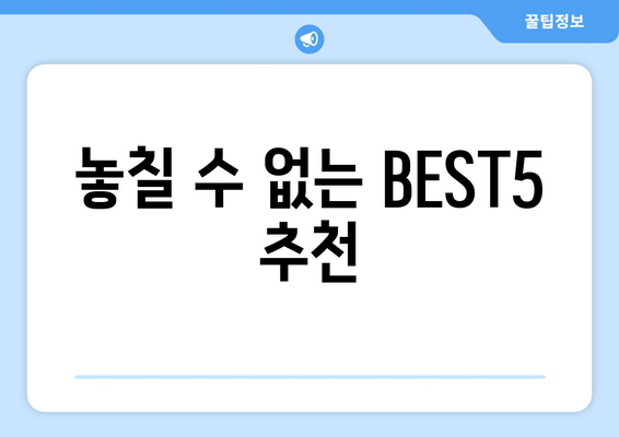 놓칠 수 없는 BEST5 추천