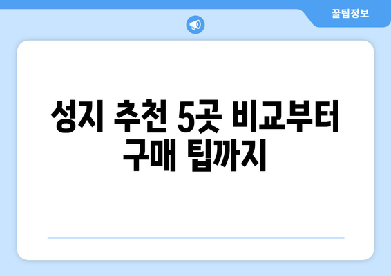 성지 추천 5곳 비교부터 구매 팁까지