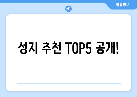 성지 추천 TOP5 공개!