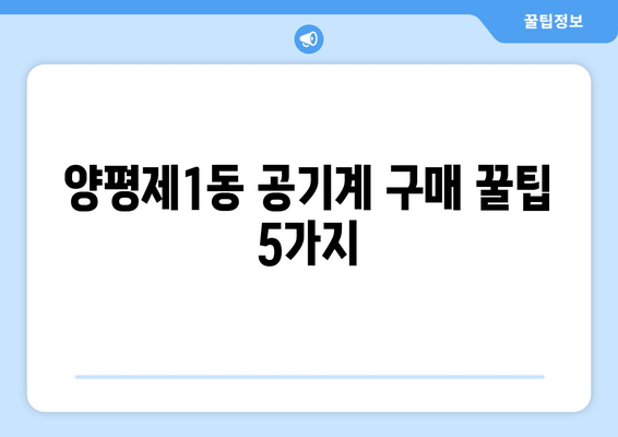 양평제1동 공기계 구매 꿀팁 5가지