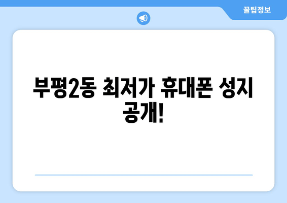 부평2동 최저가 휴대폰 성지 공개!