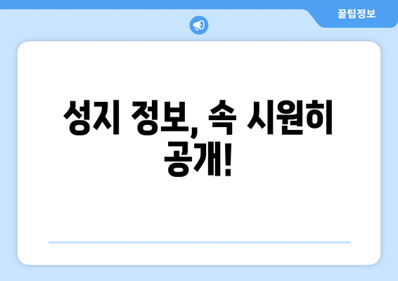 성지 정보, 속 시원히 공개!