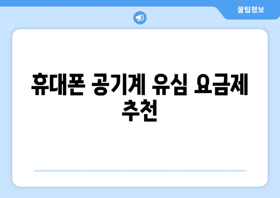 휴대폰 공기계 유심 요금제 추천