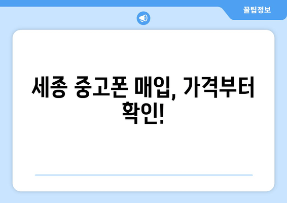 세종 중고폰 매입, 가격부터 확인!