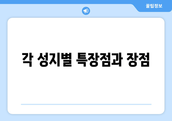 각 성지별 특장점과 장점