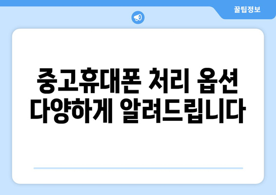 중고휴대폰 처리 옵션 다양하게 알려드립니다