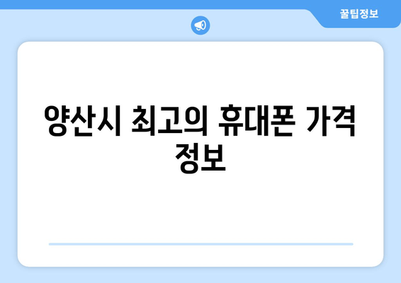 양산시 최고의 휴대폰 가격 정보