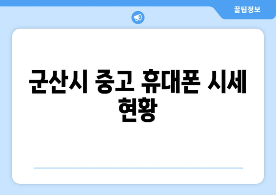 군산시 중고 휴대폰 시세 현황