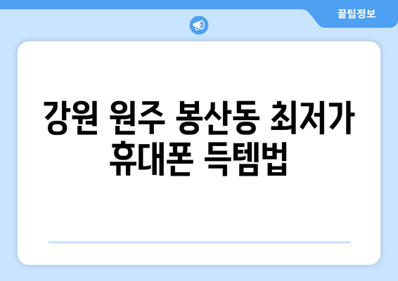 강원 원주 봉산동 최저가 휴대폰 득템법