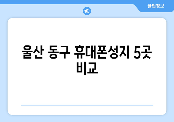 울산 동구 휴대폰성지 5곳 비교