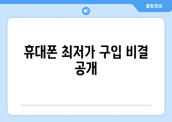 휴대폰 최저가 구입 비결 공개