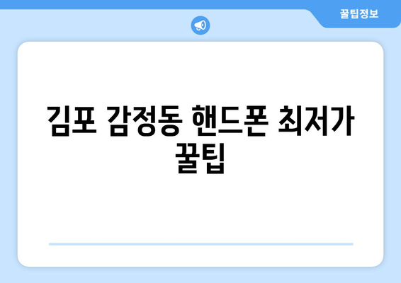 김포 감정동 핸드폰 최저가 꿀팁