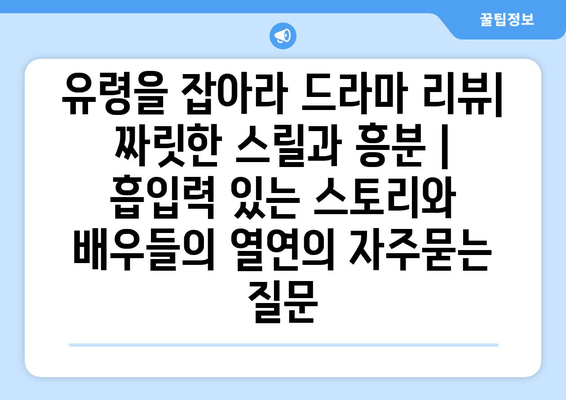 유령을 잡아라 드라마 리뷰| 짜릿한 스릴과 흥분 | 흡입력 있는 스토리와 배우들의 열연