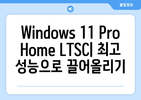 Windows 11 Pro Home LTSC 최적화 가이드| 시스템 성능 극대화 | 성능 향상, 속도 개선, 최적화 팁