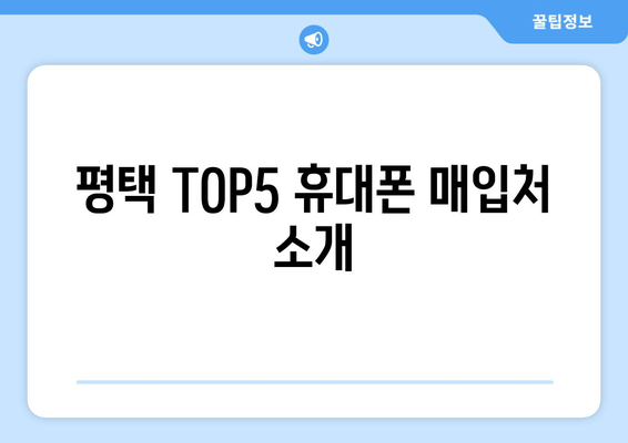 평택 TOP5 휴대폰 매입처 소개