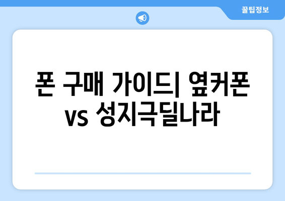 폰 구매 가이드| 옆커폰 vs 성지극딜나라