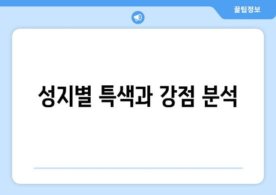 성지별 특색과 강점 분석