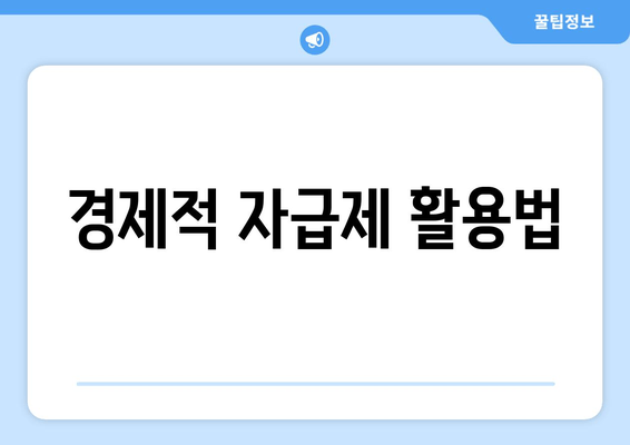 경제적 자급제 활용법