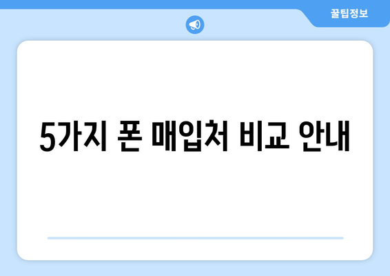 5가지 폰 매입처 비교 안내