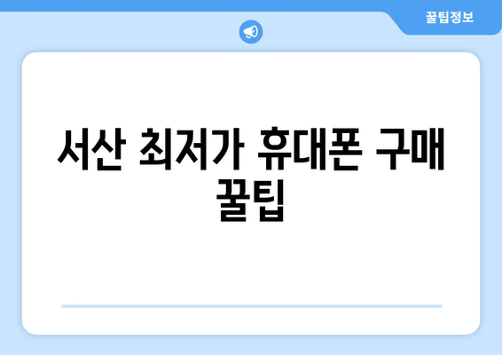 서산 최저가 휴대폰 구매 꿀팁