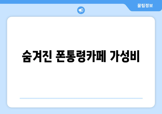 숨겨진 폰통령카페 가성비