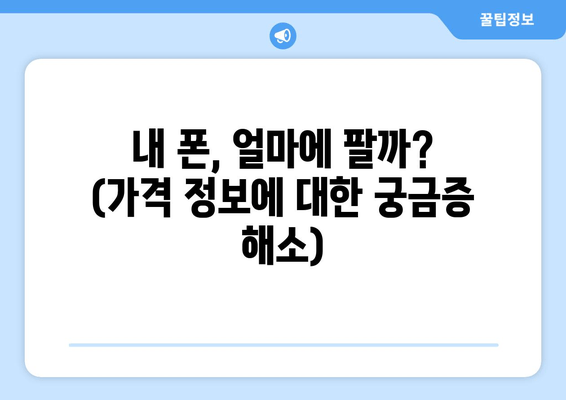 내 폰, 얼마에 팔까? (가격 정보에 대한 궁금증 해소)