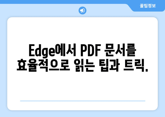 Windows 11에서 Microsoft Edge로 PDF 문서 읽는 완벽 가이드 | PDF 리더, 문서 열람, 팁