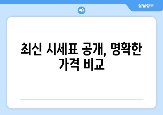 최신 시세표 공개, 명확한 가격 비교