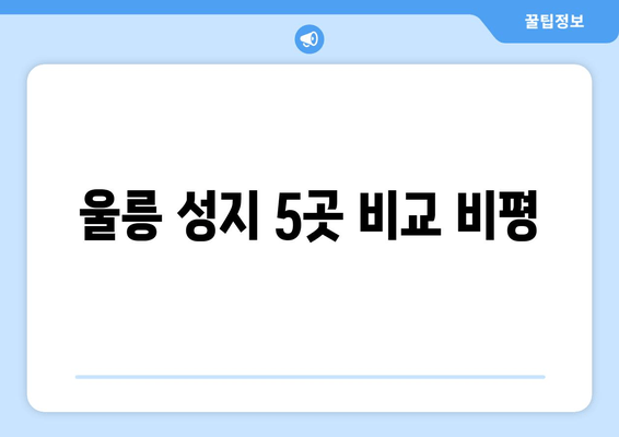 울릉 성지 5곳 비교 비평