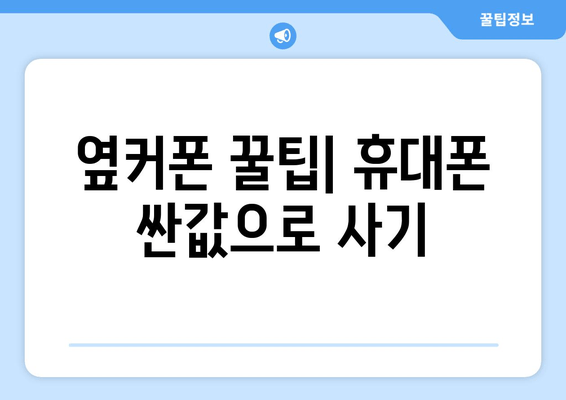 옆커폰 꿀팁| 휴대폰 싼값으로 사기