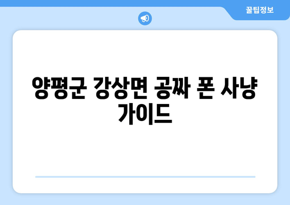 양평군 강상면 공짜 폰 사냥 가이드