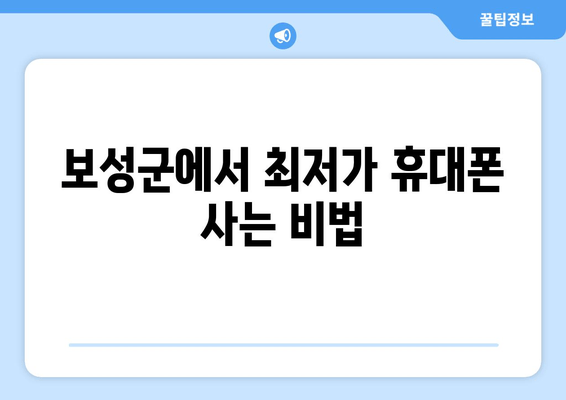 보성군에서 최저가 휴대폰 사는 비법