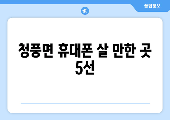 청풍면 휴대폰 살 만한 곳 5선