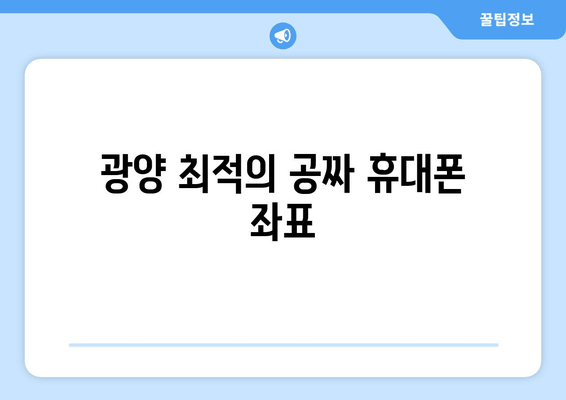 광양 최적의 공짜 휴대폰 좌표