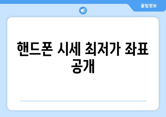 핸드폰 시세 최저가 좌표 공개