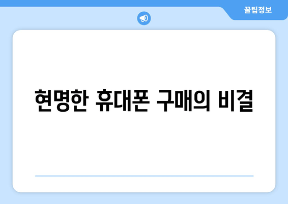 현명한 휴대폰 구매의 비결