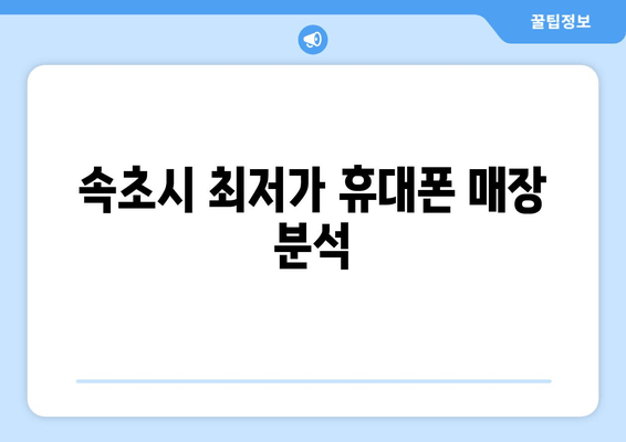 속초시 최저가 휴대폰 매장 분석