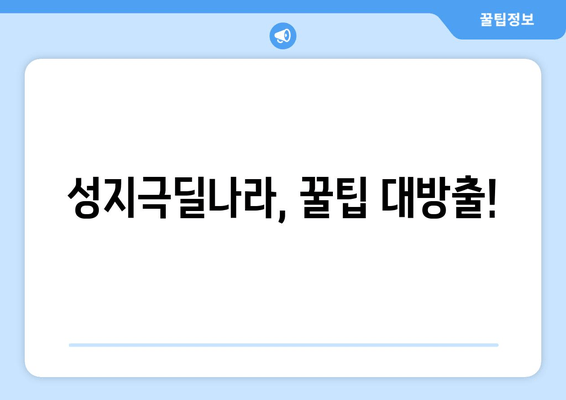 성지극딜나라, 꿀팁 대방출!