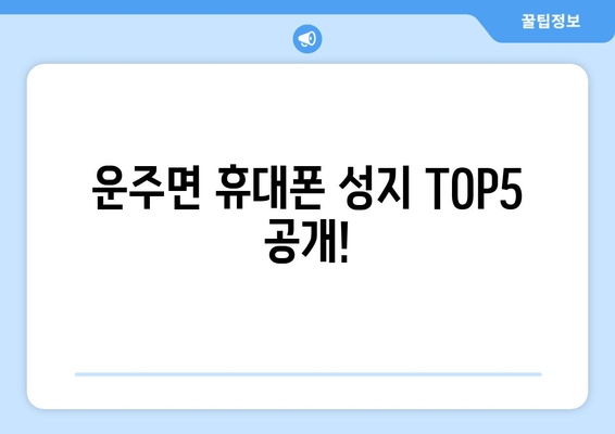 운주면 휴대폰 성지 TOP5 공개!