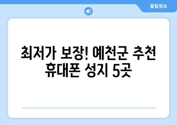 최저가 보장! 예천군 추천 휴대폰 성지 5곳