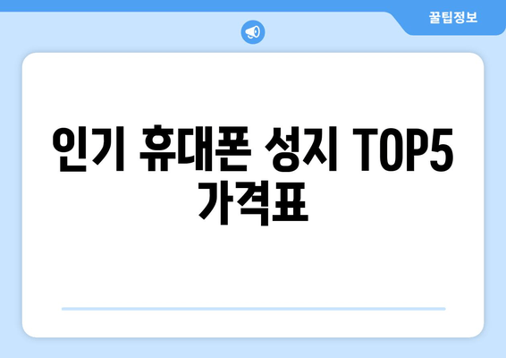 인기 휴대폰 성지 TOP5 가격표