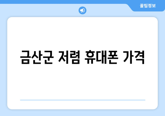 금산군 저렴 휴대폰 가격