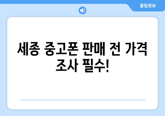 세종 중고폰 판매 전 가격 조사 필수!