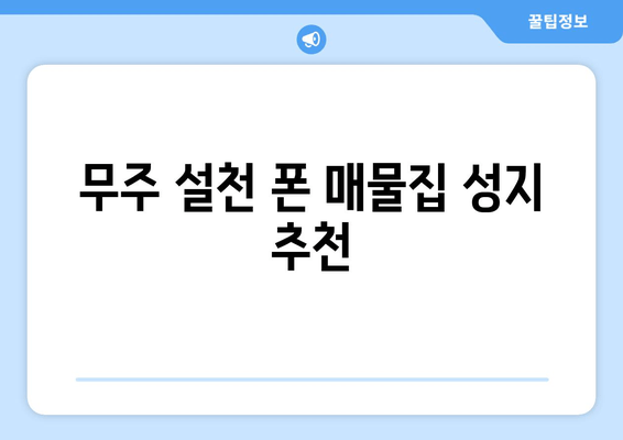 무주 설천 폰 매물집 성지 추천