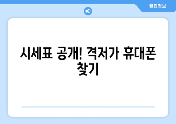 시세표 공개! 격저가 휴대폰 찾기