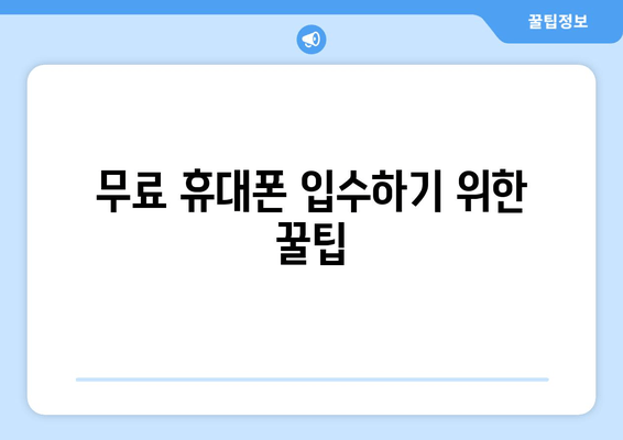 무료 휴대폰 입수하기 위한 꿀팁