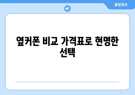 옆커폰 비교 가격표로 현명한 선택