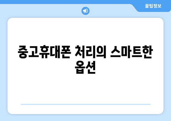 중고휴대폰 처리의 스마트한 옵션