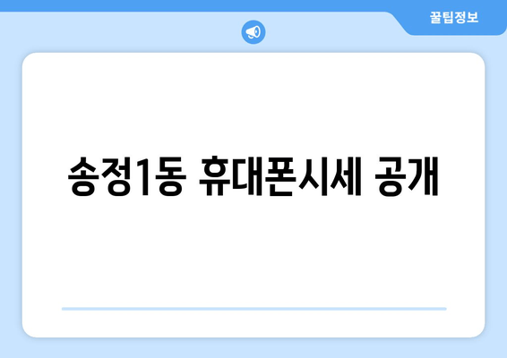 송정1동 휴대폰시세 공개