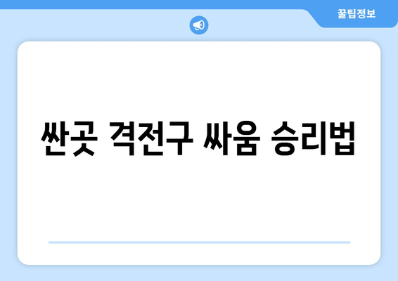 싼곳 격전구 싸움 승리법